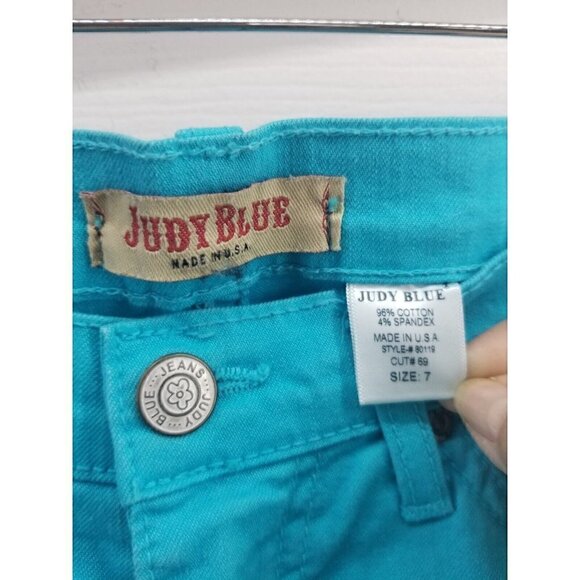 Judy Blue Colored Jeans Bright Blue Skinny Size 7 or 28 X 32 - Picture 3 of 9